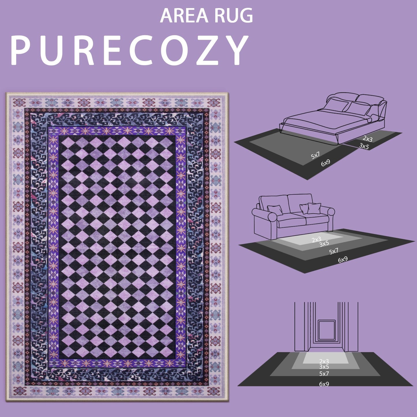 RUG ROBOT Washable Checkered Entryway Rugs, Non Slip Door Mat Indoor Entrance, Soft Stain Resistant Kitchen Mats for Floor, Small Throw Rug for Bathroom Entryway Bedroom
