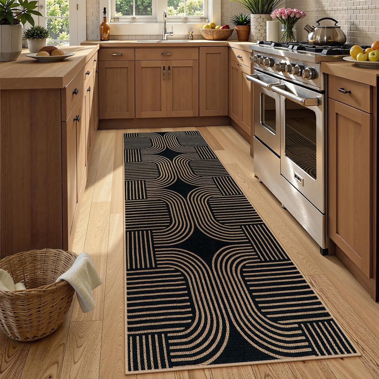 RUG ROBOT Modern Geometric Rugs for Living Room, Washable Easy Jute Indoor Outdoor Area Rugs for Entryway, Non Slip Farmhouse Throw Carpet for Home Office Bedroom Deck Porch