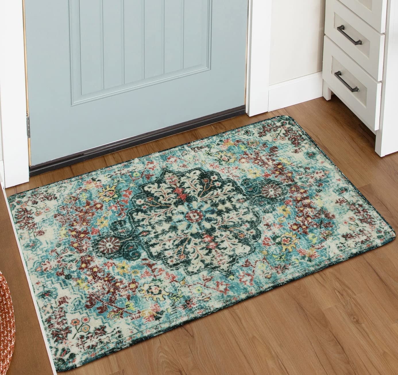 Lahome Decor Area Rug for Living Room Washable Bedroom Dining Rug Boho Floral Medallion Area Rug Non Slip Vintage Indoor Accent Carpet for Apartment Nursery Kids Room Walmart Walmart 2' x 3' Teal