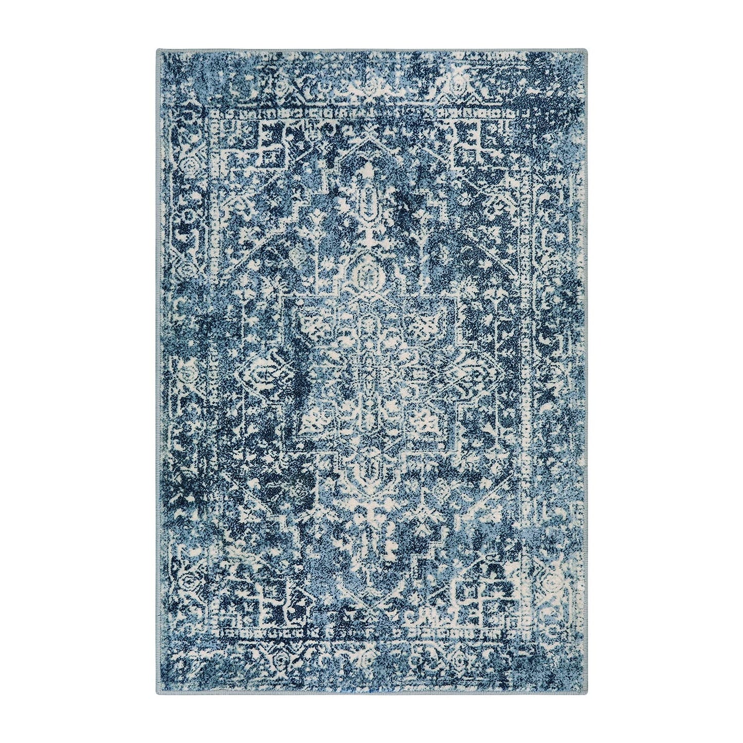 Wonnitar Washable Rug, Vintage Rug Runner for Hallways Non-Slip, Traditional Non-Shedding Entryway Mat Soft Carpet for Bathroom Foyer Bedroom