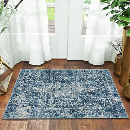 Wonnitar Washable Rug, Vintage Rug Runner for Hallways Non-Slip, Traditional Non-Shedding Entryway Mat Soft Carpet for Bathroom Foyer Bedroom