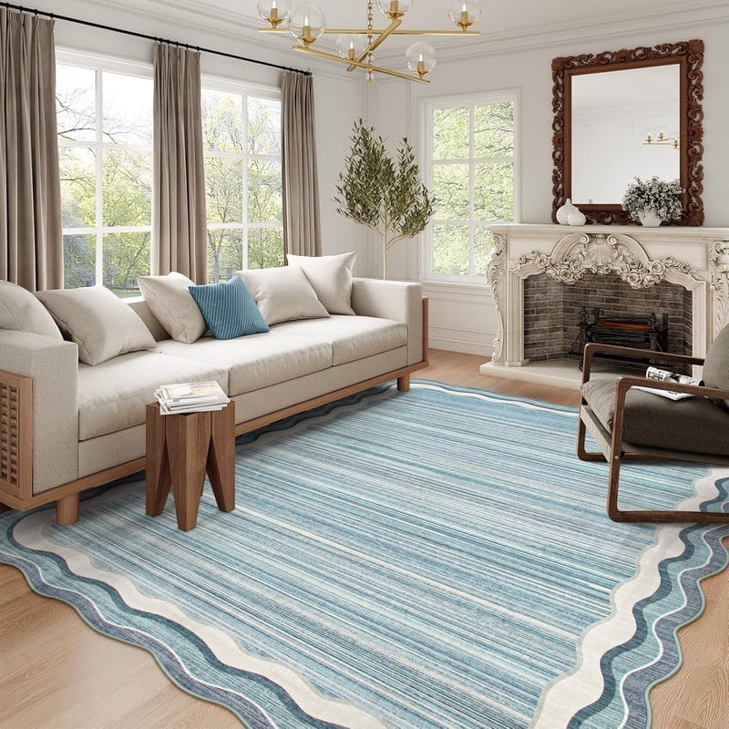 Wonnitar Soft Washable Tribal Area Rug,Non-Slip Large Soft Area Rugs for Living Room Bedroom, Stain Resistance Modern Abstract Rugs Soft Low-Pile Carpet for Home Office Dining Room