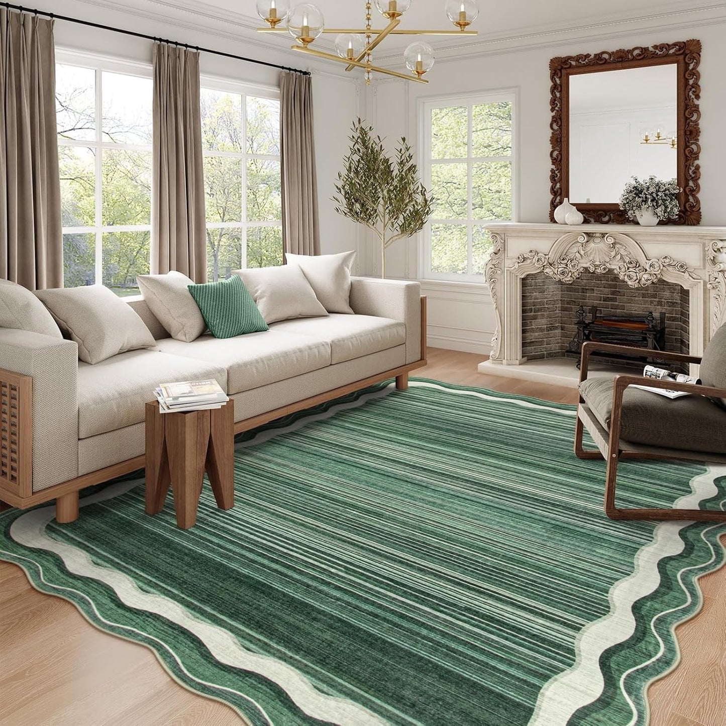 Wonnitar Soft Washable Tribal Area Rug,Non-Slip Large Soft Area Rugs for Living Room Bedroom, Stain Resistance Modern Abstract Rugs Soft Low-Pile Carpet for Home Office Dining Room