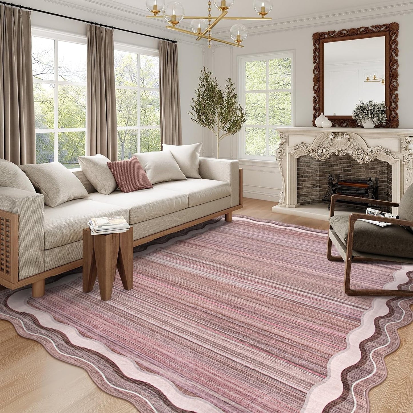 Wonnitar Soft Washable Tribal Area Rug,Non-Slip Large Soft Area Rugs for Living Room Bedroom, Stain Resistance Modern Abstract Rugs Soft Low-Pile Carpet for Home Office Dining Room
