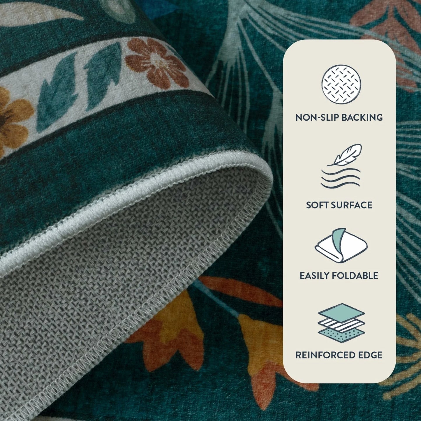 Moynesa Washable Area Rugs, Botanical Floral Large Rugs for Living Room Non-Slip Soft Modern Natural Rugs for Bedroom, Stain Resistant Accent Carpet for Dining Room Dorm Apartment