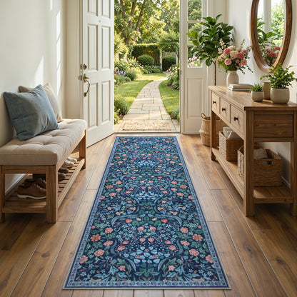 Lahome Washable Area Rug, Floral Rugs for Living Room, Non-Slip Soft Ultra Thin Boho Carpet for Bedroom Dining Room Under Table, Botanical Home Office Decor