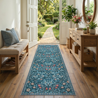 Lahome Washable Area Rug, Floral Rugs for Living Room, Non-Slip Soft Ultra Thin Boho Carpet for Bedroom Dining Room Under Table, Botanical Home Office Decor