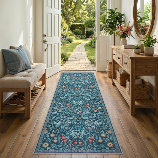 Lahome Washable Area Rug, Floral Rugs for Living Room, Non-Slip Soft Ultra Thin Boho Carpet for Bedroom Dining Room Under Table, Botanical Home Office Decor
