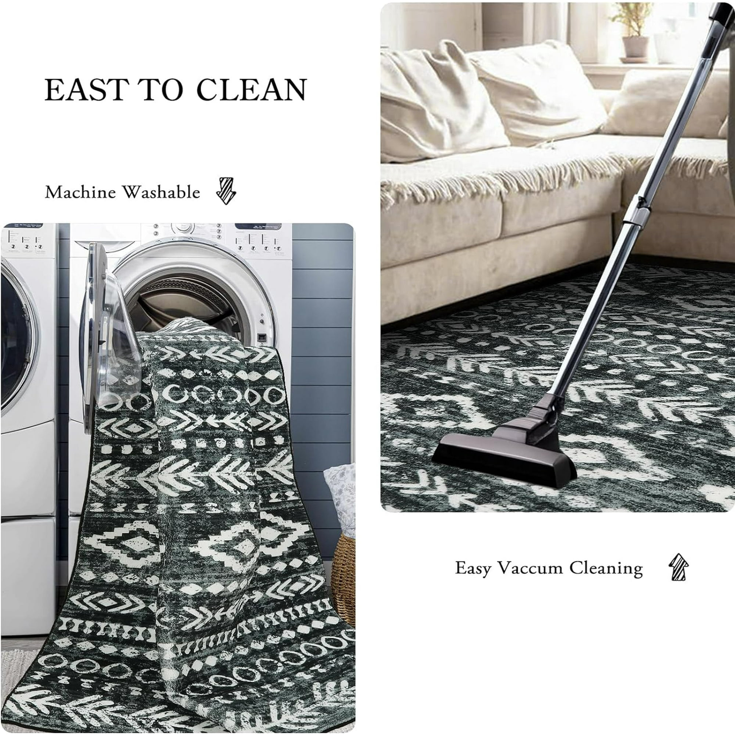 Moynesa Washable Kitchen Entrance Rug Non Slip, Entryway Rugs Soft Area Rugs for Living Room, Farmhouse Moroccan Small Carpet for Bathroom Beside Office