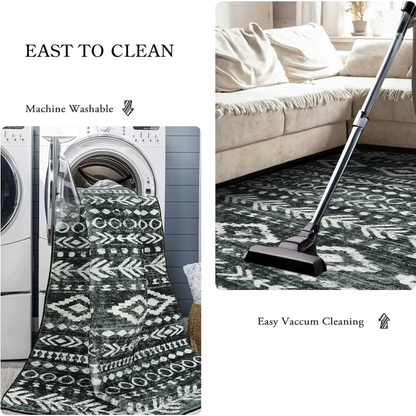 Moynesa Washable Kitchen Entrance Rug Non Slip, Entryway Rugs Soft Area Rugs for Living Room, Farmhouse Moroccan Small Carpet for Bathroom Beside Office
