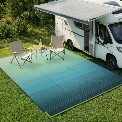 SUNDEREY Outdoor Rug, Waterproof Reversible Plastic Straw Mat for Patio, RV & Camping - Lightweight Carpet for Deck, Balcony & Backyard