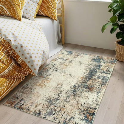 RUG ROBT Abstract Rug, Washable Bathroom Rug Non-Slip,Low-Pile Entryway Rug Indoor Mat,Soft Modern Throw Rug for Entrance Entry Kitchen Bedroom