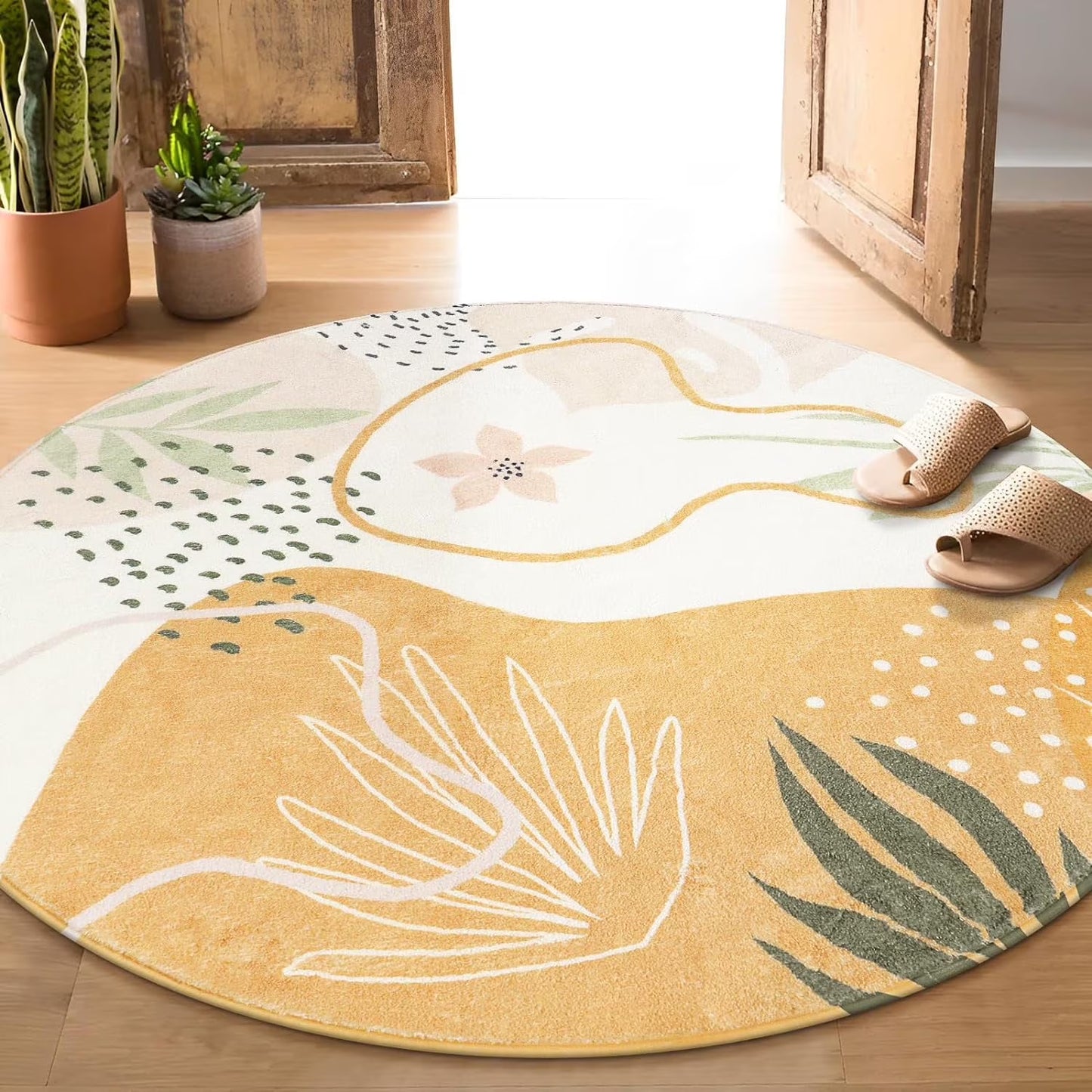 Moynesa Area Rugs for Living Room, Carpet for Bedroom Washable Non-Slip Boho Rug Throw Cute Soft Rug,Abstract Botanical Print Indoor Rugs for Kitchen Entryway Dining Room