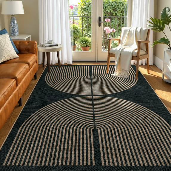 RUG ROBOT Modern Rainbow Easy Jute Rug, Patio Rug Washable Rugs for Entryway Farmhouse Area Rug, Non Slip Indoor Door Mat Contemporary Throw Rug for Laundry Guestroom Room Patio Decor