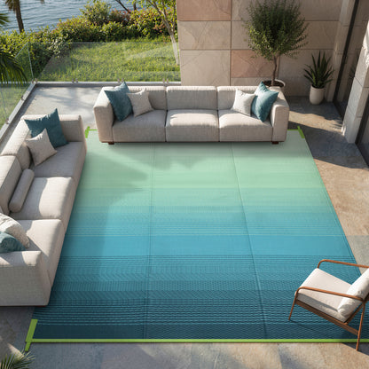 SUNDEREY Outdoor Rug, Waterproof Reversible Plastic Straw Mat for Patio, RV & Camping - Lightweight Carpet for Deck, Balcony & Backyard