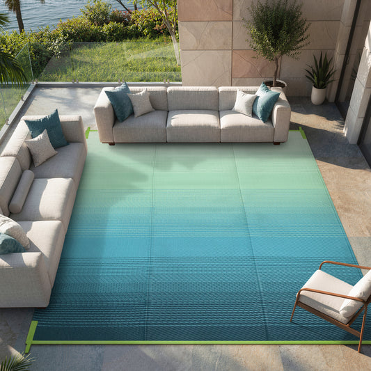 SUNDEREY Outdoor Rug, Waterproof Reversible Plastic Straw Mat for Patio, RV & Camping - Lightweight Carpet for Deck, Balcony & Backyard