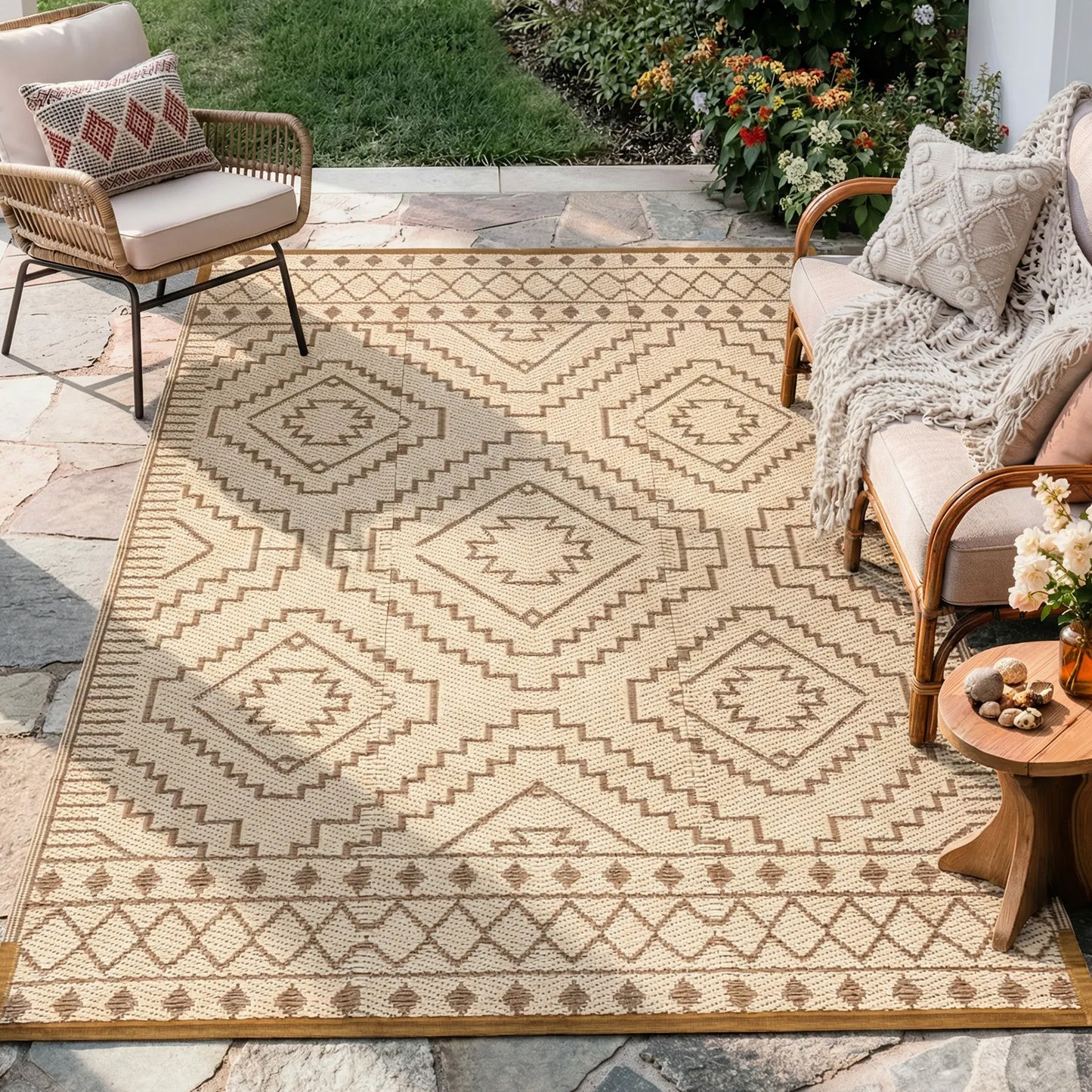 RUG ROBOT Waterproof Outdoor Rug, Reversible Plastic Straw Outside Carpet for Backyard, Moroccan Indoor Outdoor Rug for Camping, Garden, Balcony, Camping & RV