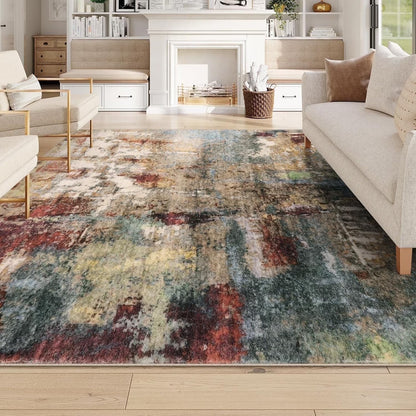 Moynesa Modern Abstract Round Rug,Gray Kitchen Rugs Soft Bedroom Circle Rugs Washable Living Room Mat, Contemporary Large Indoor Office Carpet for Mudroom Kitchen Apartment Basement