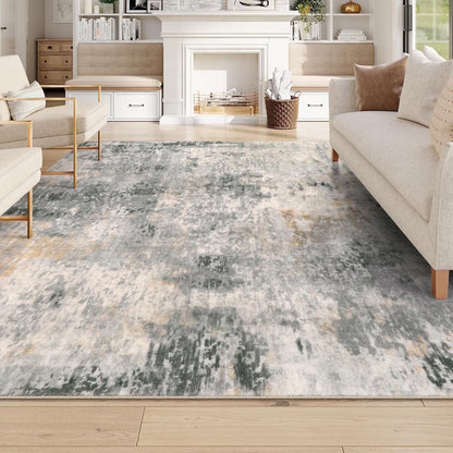 Moynesa Modern Abstract Round Rug,Gray Kitchen Rugs Soft Bedroom Circle Rugs Washable Living Room Mat, Contemporary Large Indoor Office Carpet for Mudroom Kitchen Apartment Basement