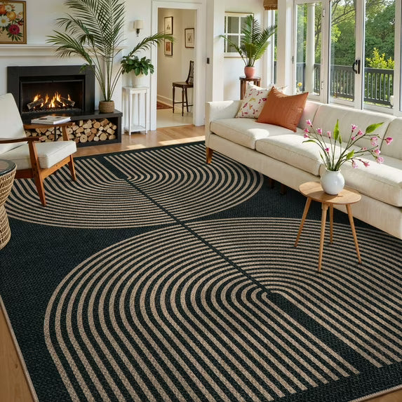 RUG ROBOT Modern Rainbow Easy Jute Rug, Patio Rug Washable Rugs for Entryway Farmhouse Area Rug, Non Slip Indoor Door Mat Contemporary Throw Rug for Laundry Guestroom Room Patio Decor