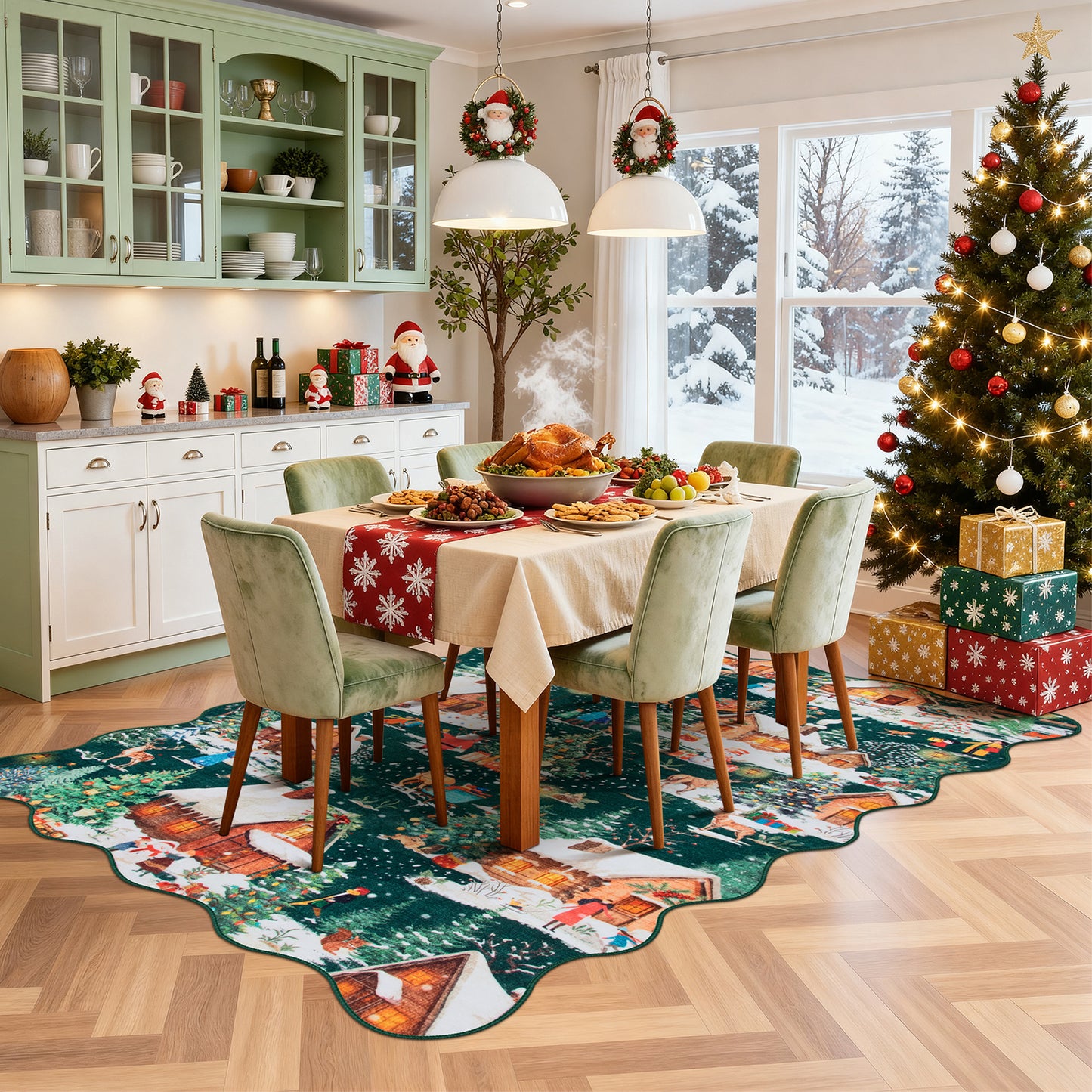 Lahome Decor Christmas Area Rug,Washable Rug For Living Room Bedroom Kitchen Holiday Decor Bathroom Entryway Laundry Room Non-slip Soft Carpet