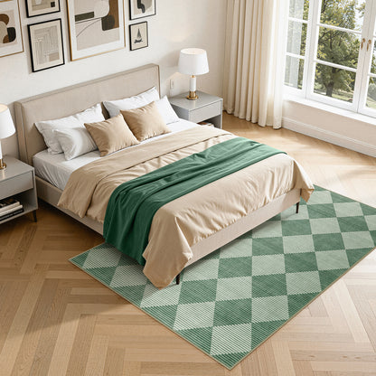 SUNDEREY Easy Jute Area Rugs for Entryway, Washable Non-Slip Modern Rugs for Living Room, Farmhouse Diamond Checkered Rug, Moroccan Soft Low Pile Carpet for Bedroom Office Dining Room