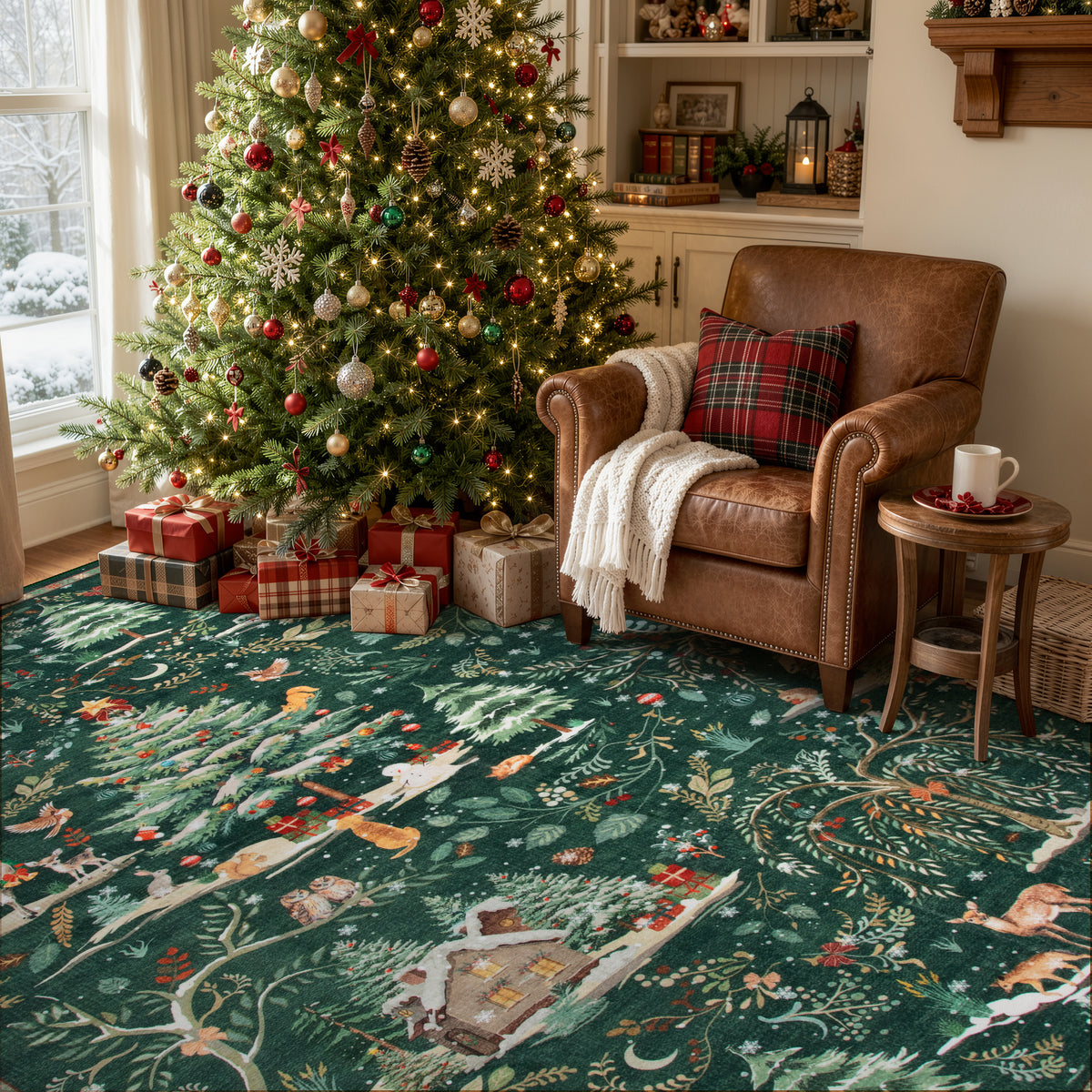 Wonnitar Christmas Washable Rug, Non Slip Christmas Entryway Area Rug, Soft Xmas Living Room Throw Rug, Ultra Thin Indoor Floor Carpet for Kitchen Bedroom Holiday Decor