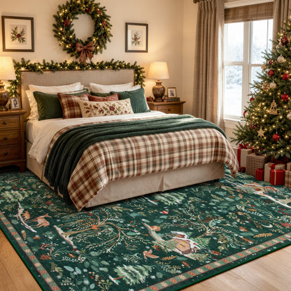Wonnitar Christmas Washable Rug, Non Slip Christmas Entryway Area Rug, Soft Xmas Living Room Throw Rug, Ultra Thin Indoor Floor Carpet for Kitchen Bedroom Holiday Decor