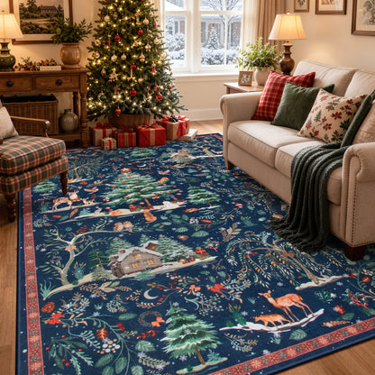 Wonnitar Christmas Washable Rug, Non Slip Christmas Entryway Area Rug, Soft Xmas Living Room Throw Rug, Ultra Thin Indoor Floor Carpet for Kitchen Bedroom Holiday Decor