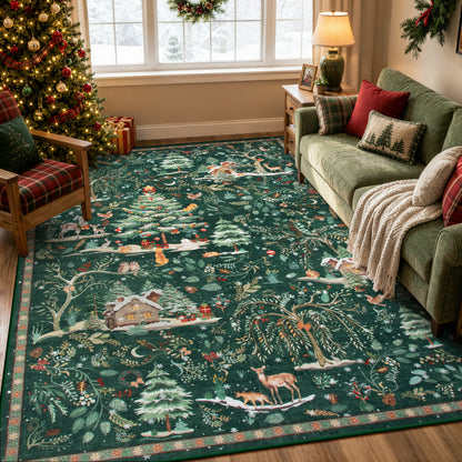 Wonnitar Christmas Washable Rug, Non Slip Christmas Entryway Area Rug, Soft Xmas Living Room Throw Rug, Ultra Thin Indoor Floor Carpet for Kitchen Bedroom Holiday Decor