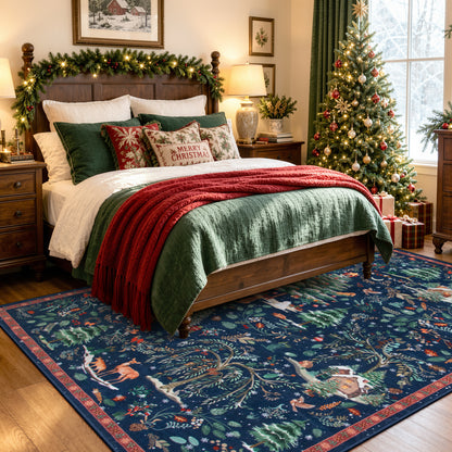 Wonnitar Christmas Washable Rug, Non Slip Christmas Entryway Area Rug, Soft Xmas Living Room Throw Rug, Ultra Thin Indoor Floor Carpet for Kitchen Bedroom Holiday Decor