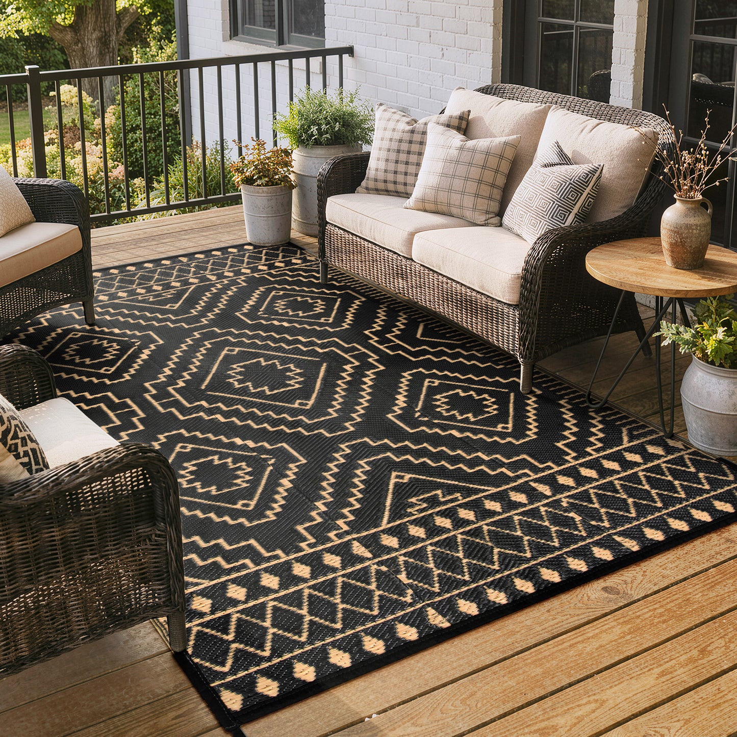 RUG ROBOT Waterproof Outdoor Rug, Reversible Plastic Straw Outside Carpet for Backyard, Moroccan Indoor Outdoor Rug for Camping, Garden, Balcony, Camping & RV