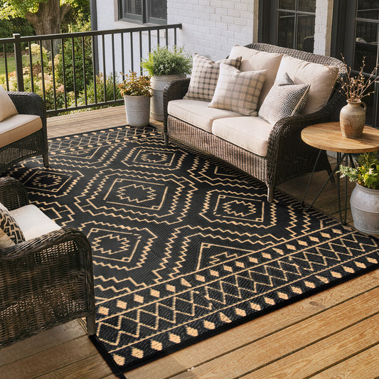 RUG ROBOT Waterproof Outdoor Rug, Reversible Plastic Straw Outside Carpet for Backyard, Moroccan Indoor Outdoor Rug for Camping, Garden, Balcony, Camping & RV