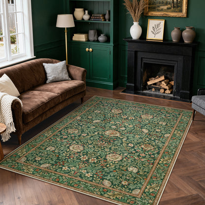 Lahome Non-Slip Washable Area Rug, Boho Floral Vintage Low-Pile Carpet for Living Room Bedroom Dining Room and Office, Stain Resistant Soft Indoor Mat