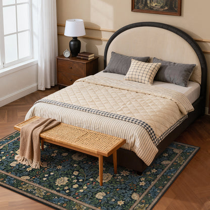 Lahome Non-Slip Washable Area Rug, Boho Floral Vintage Low-Pile Carpet for Living Room Bedroom Dining Room and Office, Stain Resistant Soft Indoor Mat