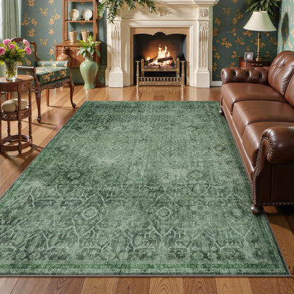 Lahome Decor Washable Area Rug,Boho Tribe Rugs for Living Room With Non-Slip Backing, Stain Resistant Non-Shed Carpet for Bedroom, Dining Room, Dorm, Office,Farmhouse Walmart Walmart 5' x 7' Dark Green