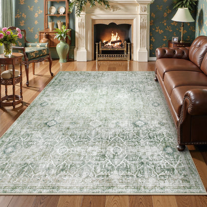 Lahome Decor Washable Area Rug,Boho Tribe Rugs for Living Room With Non-Slip Backing, Stain Resistant Non-Shed Carpet for Bedroom, Dining Room, Dorm, Office,Farmhouse Walmart Walmart 5' x 7' Green