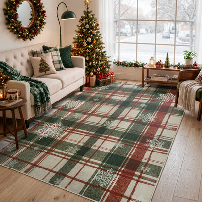 Lahome Christmas Rug,Area Rugs, Rugs for Living Room, Non-Slip Washable Rugs Stain Resistant Checkered Rug Xmas Holiday Throw Rug for ‎Dining Room Office