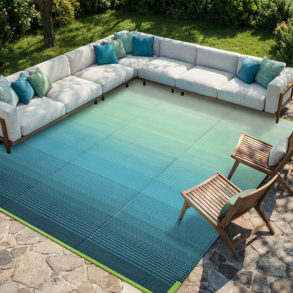 SUNDEREY Outdoor Rug, Waterproof Reversible Plastic Straw Mat for Patio, RV & Camping - Lightweight Carpet for Deck, Balcony & Backyard