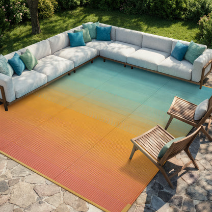 SUNDEREY Outdoor Rug, Waterproof Reversible Plastic Straw Mat for Patio, RV & Camping - Lightweight Carpet for Deck, Balcony & Backyard