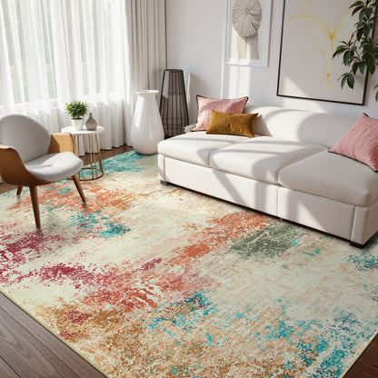 RUG ROBT Abstract Rug, Washable Bathroom Rug Non-Slip,Low-Pile Entryway Rug Indoor Mat,Soft Modern Throw Rug for Entrance Entry Kitchen Bedroom