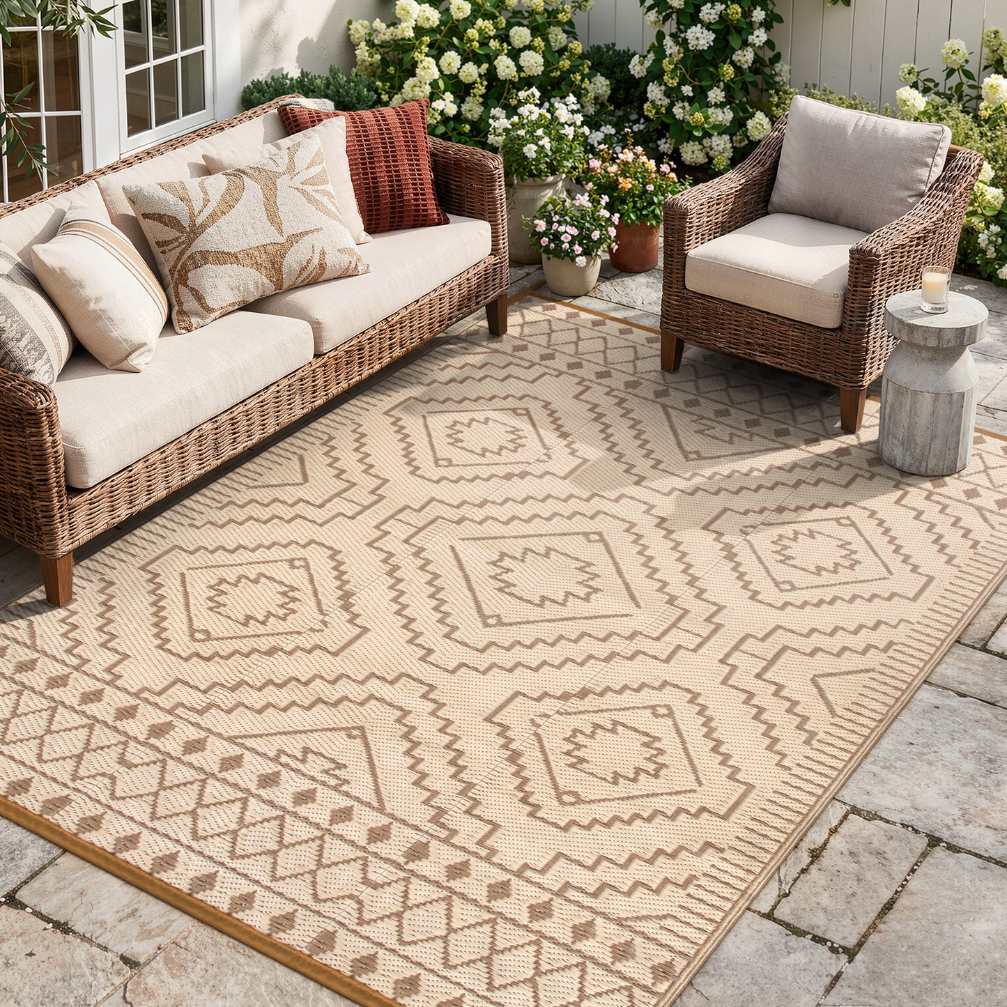 RUG ROBOT Waterproof Outdoor Rug, Reversible Plastic Straw Outside Carpet for Backyard, Moroccan Indoor Outdoor Rug for Camping, Garden, Balcony, Camping & RV
