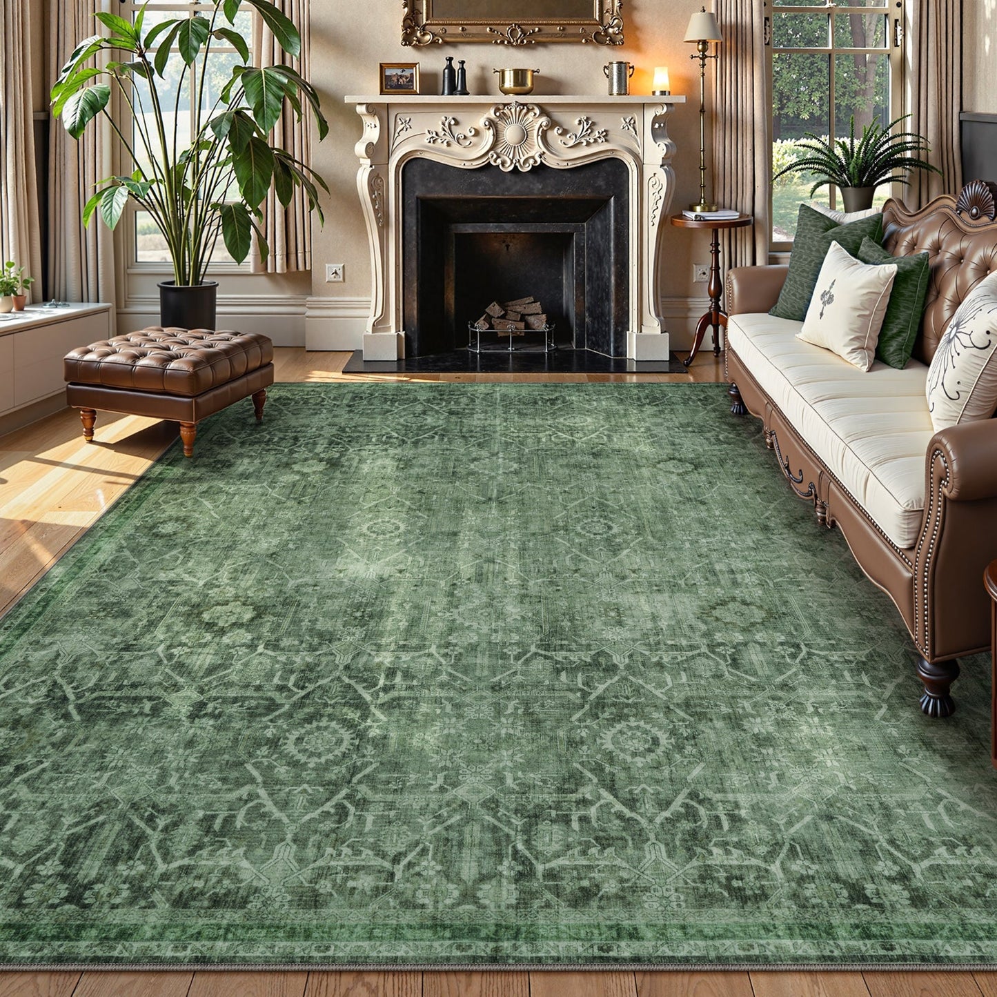 Lahome Decor Washable Area Rug,Boho Tribe Rugs for Living Room With Non-Slip Backing, Stain Resistant Non-Shed Carpet for Bedroom, Dining Room, Dorm, Office,Farmhouse Walmart Walmart 6'x9' Dark Green