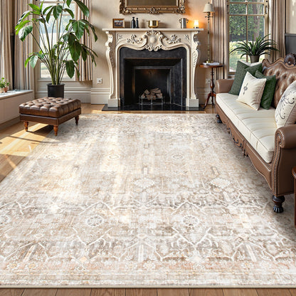 Lahome Decor Washable Area Rug,Boho Tribe Rugs for Living Room With Non-Slip Backing, Stain Resistant Non-Shed Carpet for Bedroom, Dining Room, Dorm, Office,Farmhouse Walmart Walmart 6'x9' Khaki