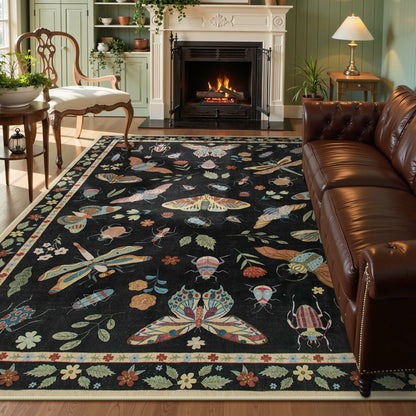 Moynesa Insect Area Rugs Washable Rug for Living Room Soft Natural Bedroom Rug Bug Accent Carpet for Dining Room Nursery Office Stain Resistant Non Slip