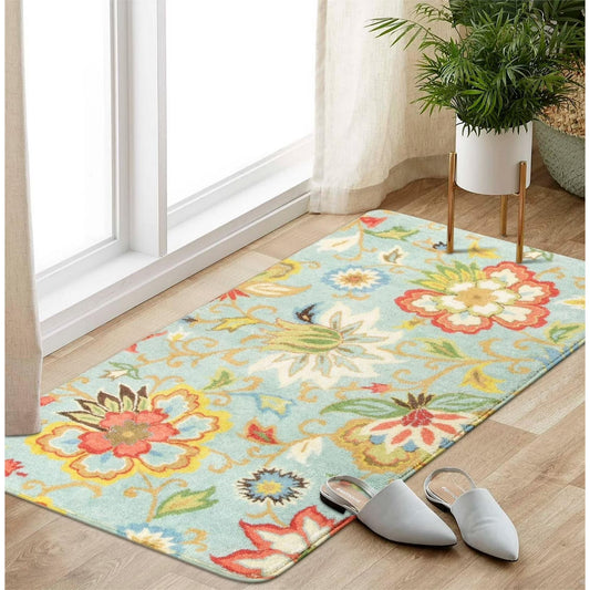 Lahome Collection Modern Floral Area Rug, Non-Slip Vintage Area Rug Accent Distressed Throw Rugs Floor Carpet for Living Room Bedrooms Decor, Paisley