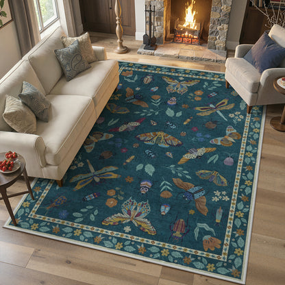 Moynesa Insect Area Rugs Washable Rug for Living Room Soft Natural Bedroom Rug Bug Accent Carpet for Dining Room Nursery Office Stain Resistant Non Slip