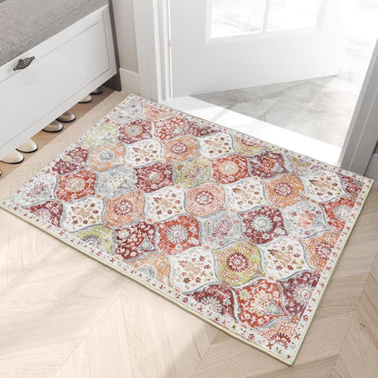 Moynesa Area Rug for Living Room Indoor Non-Slip Moroccan Trellis Washable Mat Large Oriental Accent Throw Rug for Kitchen Entryway Bathroom Bedroom Office Carpet