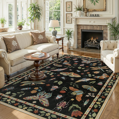 Moynesa Insect Area Rugs Washable Rug for Living Room Soft Natural Bedroom Rug Bug Accent Carpet for Dining Room Nursery Office Stain Resistant Non Slip
