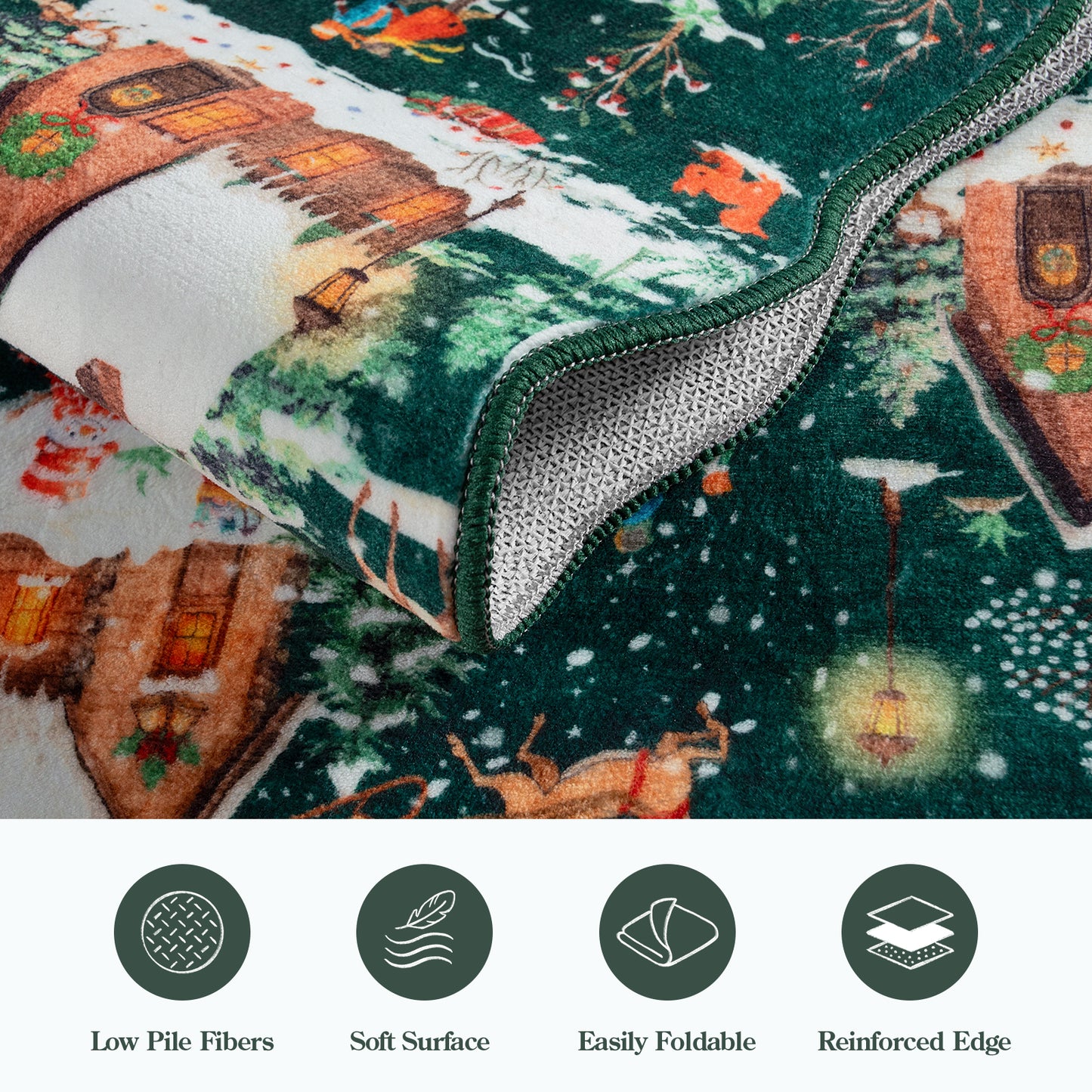 Lahome Decor Christmas Area Rug,Washable Rug For Living Room Bedroom Kitchen Holiday Decor Bathroom Entryway Laundry Room Non-slip Soft Carpet